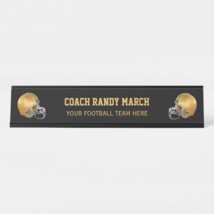Gold Football Coach Desk Name Plate