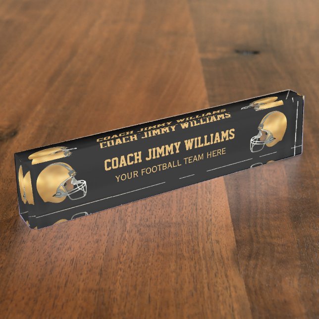Gold Football Coach Nameplate (Side)