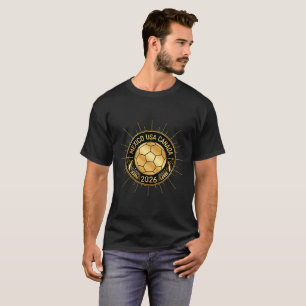 Gold Football Emblem 2026 Mexico USA Canada T-Shirt