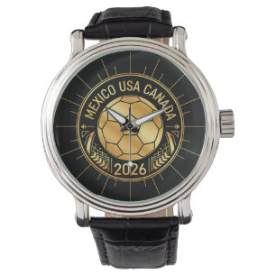 Gold Football Emblem 2026   Mexico USA Canada Watch