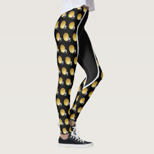 Gold Football Helmet Print Leggings
