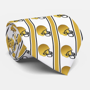 Gold Football Helmet With Gold/Black Stripe Tie