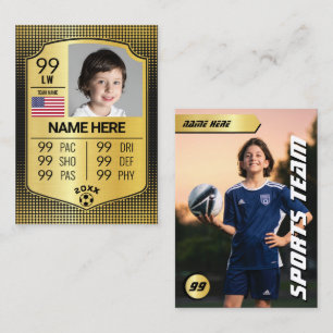 Gold Football Stats Shield Card Soccer Player Card