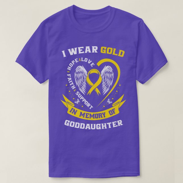 Gold For Childhood Cancer Awareness Goddaughter Go T-Shirt (Design Front)