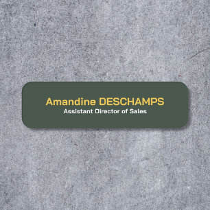 Gold & Forest Green Employee Name Tag