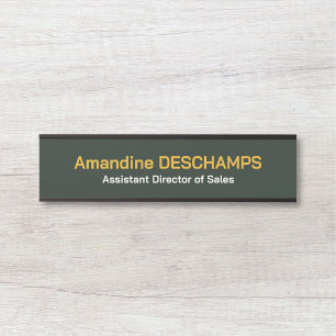 Gold & Forest Green Employee Office Door Sign
