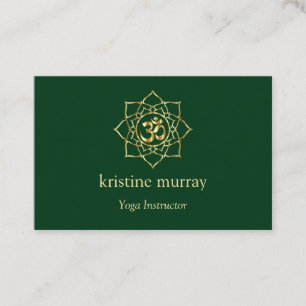 Gold & Forest Green Yoga Instructor Business Card
