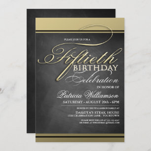 Gold Formal 50th Birthday Invitations