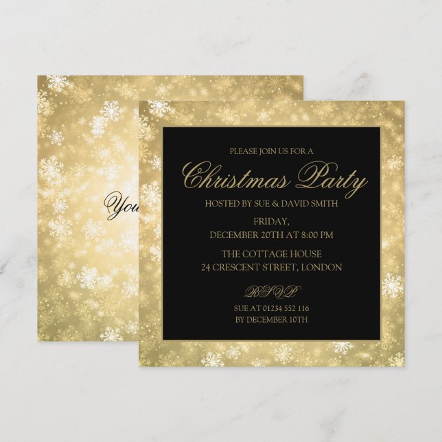 Gold Formal Christmas Corporate Holiday Party Invitation (Front/Back)