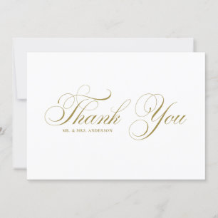 Gold Formal Flourish Script Wedding Thank You Card