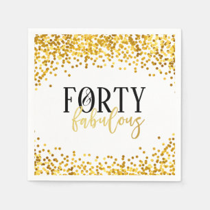 Gold Forty & Fabulous 40th Birthday Party Napkins