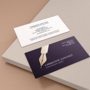 GOLD FOUNTAIN PEN PUBLIC NOTARY SINGNING AGENT BUSINESS CARD