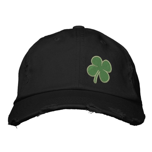Gold Four Leaf Clover St. Patricks - CUSTOMIZABLE! Embroidered Hat (Front)