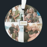 Gold Four Photo Christmas Holiday Ornament<br><div class="desc">Gold Four Photo Christmas Holiday Ornament</div>