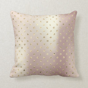 Gold Foxier Rose Gold Pink Metallic Polka Dots Cushion