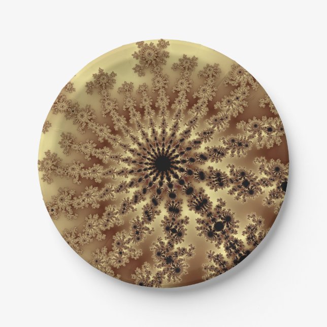 Gold Fractal Paper Plate (Front)
