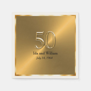 Gold Frame 50th Anniversary Napkin