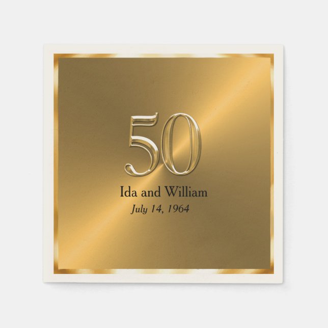 Gold Frame 50th Anniversary Napkin (Front)