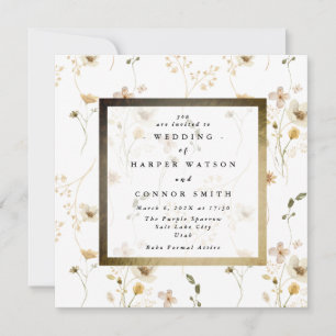 Gold Frame Abundance Dried Wildflower Pampas Invitation