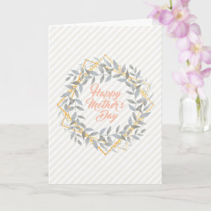 Gold Frame and Watercolor Wreath Mother's Day Card