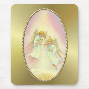 GOLD FRAME & ANGELS by SHARON SHARPE Mouse Mat