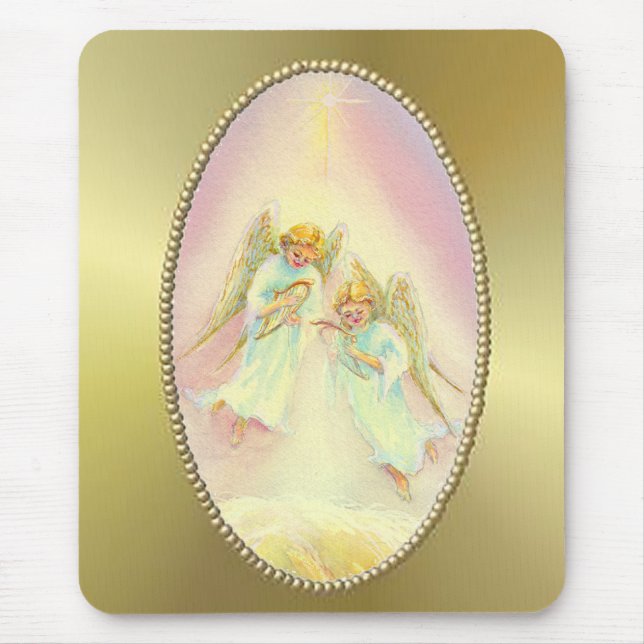 GOLD FRAME & ANGELS by SHARON SHARPE Mouse Mat (Front)