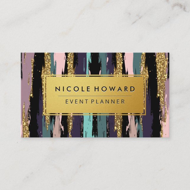 Gold Frame Artistic Pattern Business Card (Front)
