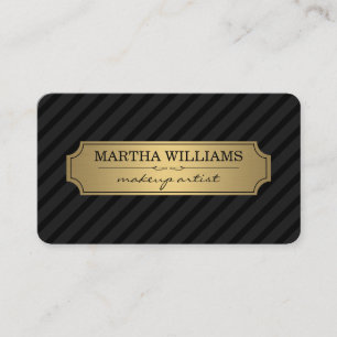 Gold Frame Black Stripes on Black Business Card