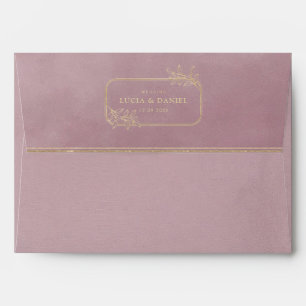 Gold Frame & Blush Pink Velvet Wedding Envelope