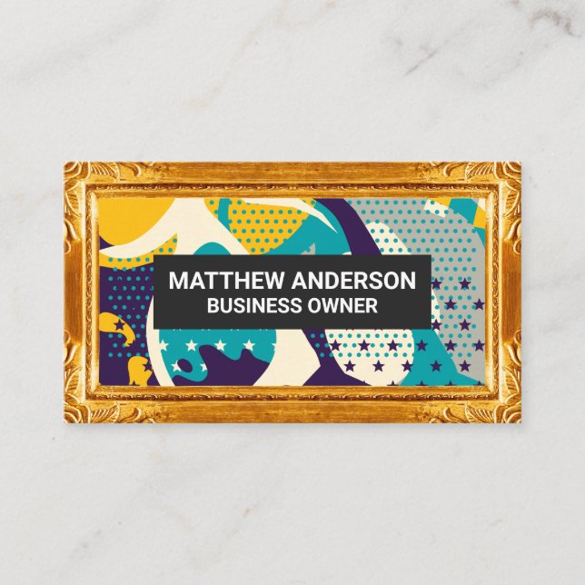 Gold Frame Border | Modern Art Business Card (Front)