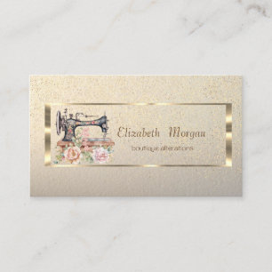  Gold Frame,Confetti Floral Sewing Machine Business Card