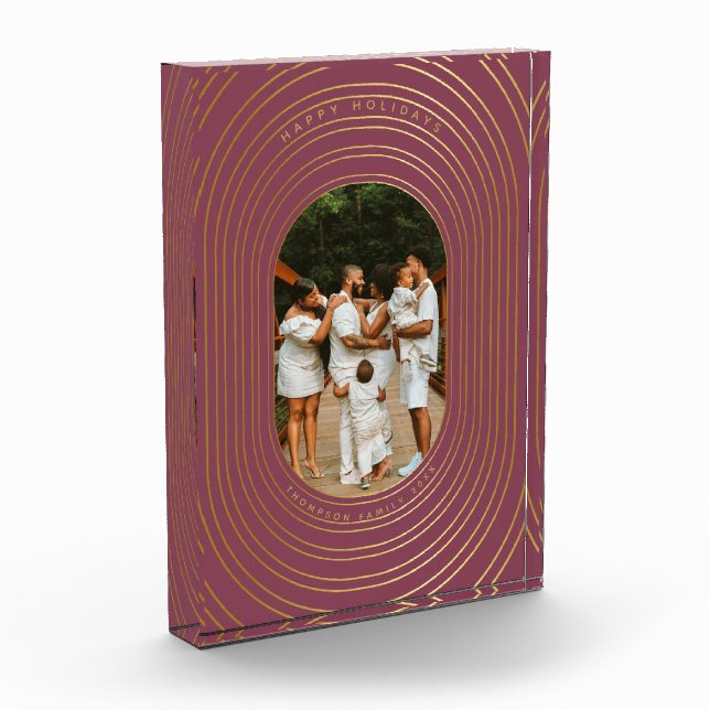 Gold Frame Custom Photo Family Christmas Block (Left)