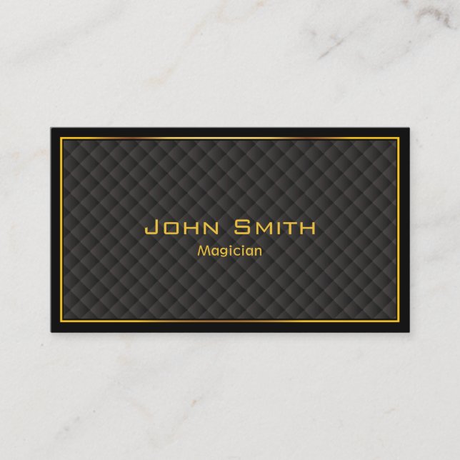Gold Frame Diamond Grids Magician Business Card (Front)