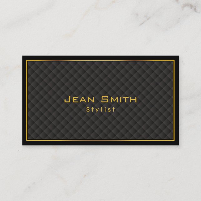 Gold Frame Diamond Grids Stylist Business Card (Front)