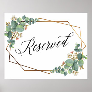 Gold Frame Eucalyptus Reservation Wedding sign