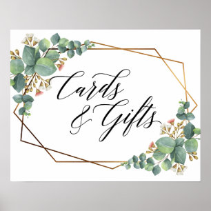 Gold Frame Eucalyptus Wedding Cards and Gifts sign