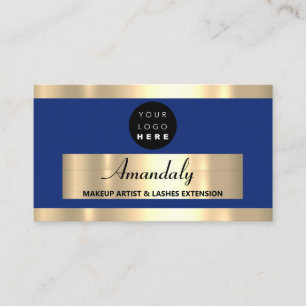 Gold Frame Fashion Beautique Shop Blue Navy Business Card