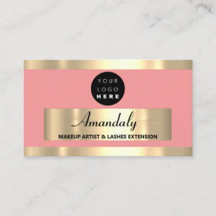  Gold Frame Fashion Beautique Shop Coral Powder  Business Card