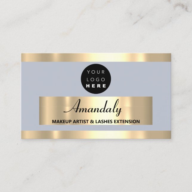  Gold Frame Fashion Beautique Shop Smoky Blue Business Card (Front)