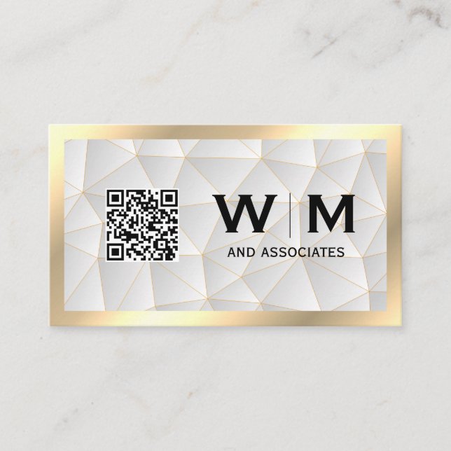 Gold Frame | Geometric | qr barcode Business Card (Front)