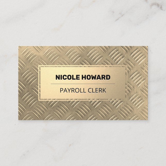 Gold Frame | Gold Metallic Steel Pattern Business Card (Front)