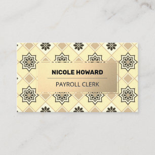 Gold Frame Gold Tile Pattern Business Card