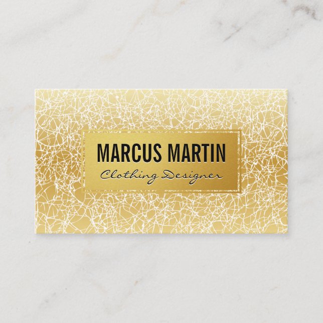 Gold Frame | Golden Texture Background Business Card (Front)