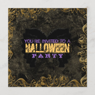 Gold Frame Halloween Invitations