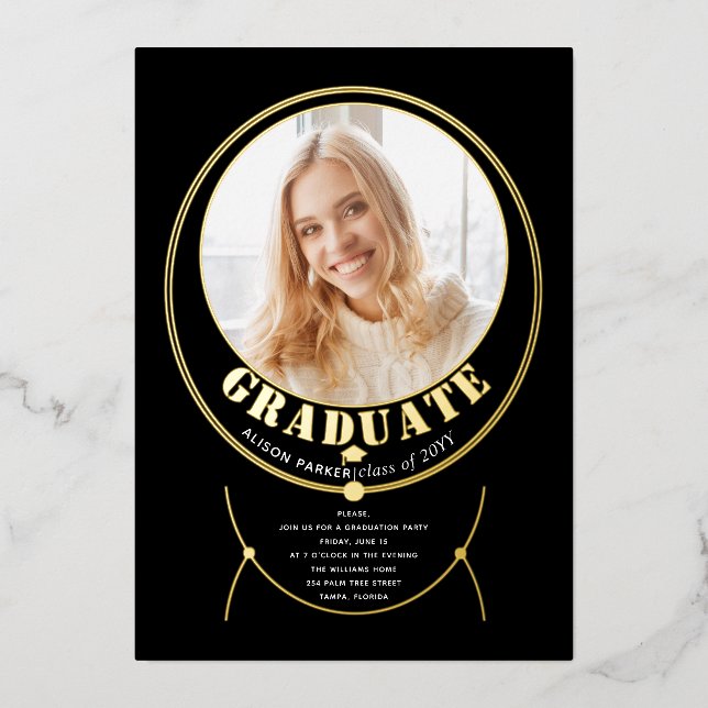Gold frame jewellery inspired black graduation pho (Front)