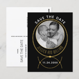 Gold frame jewellery inspired wedding photo postcard