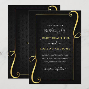 Gold Frame Luxury Golden Black Wedding Invitation