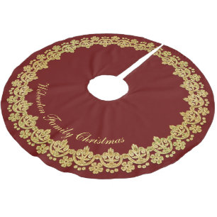 Gold Frame Luxury on Red Personalised Brushed Polyester Tree Skirt