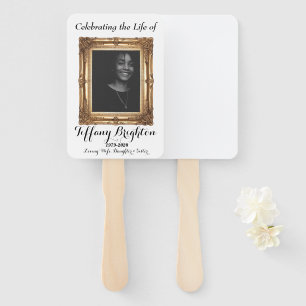 Gold Frame Memorial Funeral Hand Fan