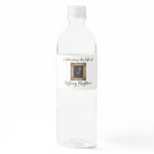Gold Frame Memorial Water Bottle Label